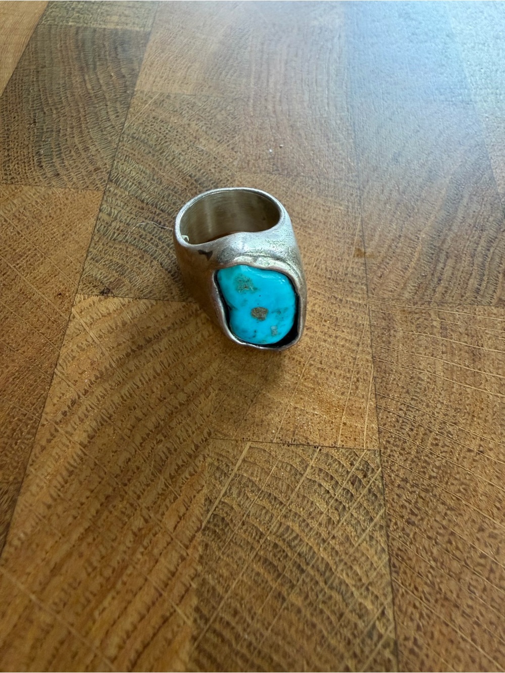 Turquoise Stone Silver Statement Ring -